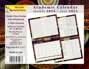 2024-2025 academic year 12 months student calendar/planner for wall & desk & 3-ring binder, for school, teacher, student (fractal edition #015)