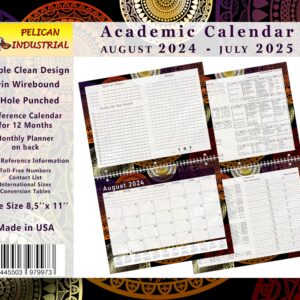 2024-2025 Academic Year 12 Months Student Calendar/Planner for Wall & Desk & 3-Ring Binder, for School, Teacher, Student (Fractal Edition #015)