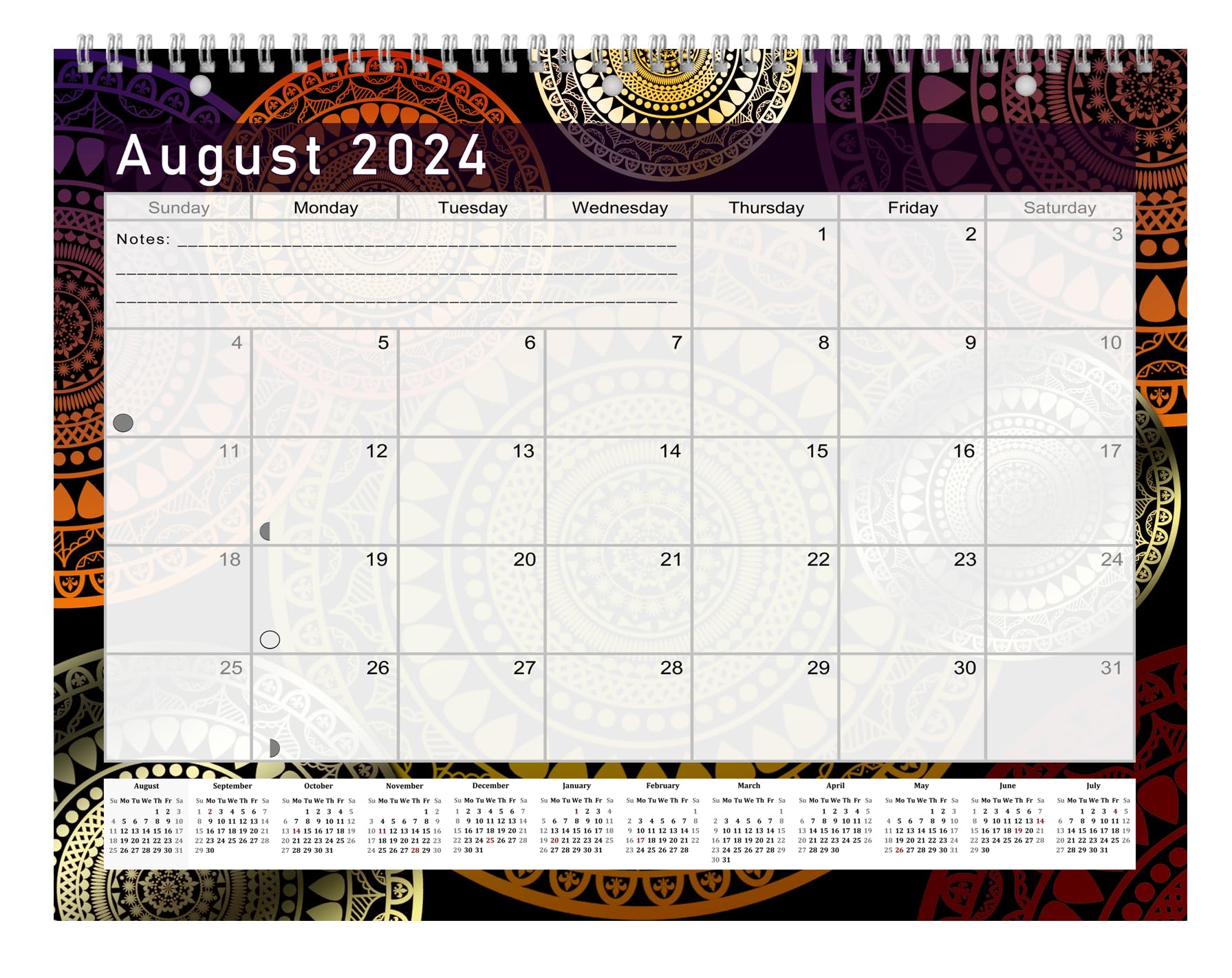 2024-2025 Academic Year 12 Months Student Calendar/Planner for Wall & Desk & 3-Ring Binder, for School, Teacher, Student (Fractal Edition #015)