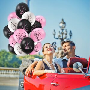 36 Pieces Paris Balloons Day in Paris Balloons Eiffel Tower Latex Balloons Paris Theme Valentine's Day Balloons for Paris Party Decoration, 12 Inches