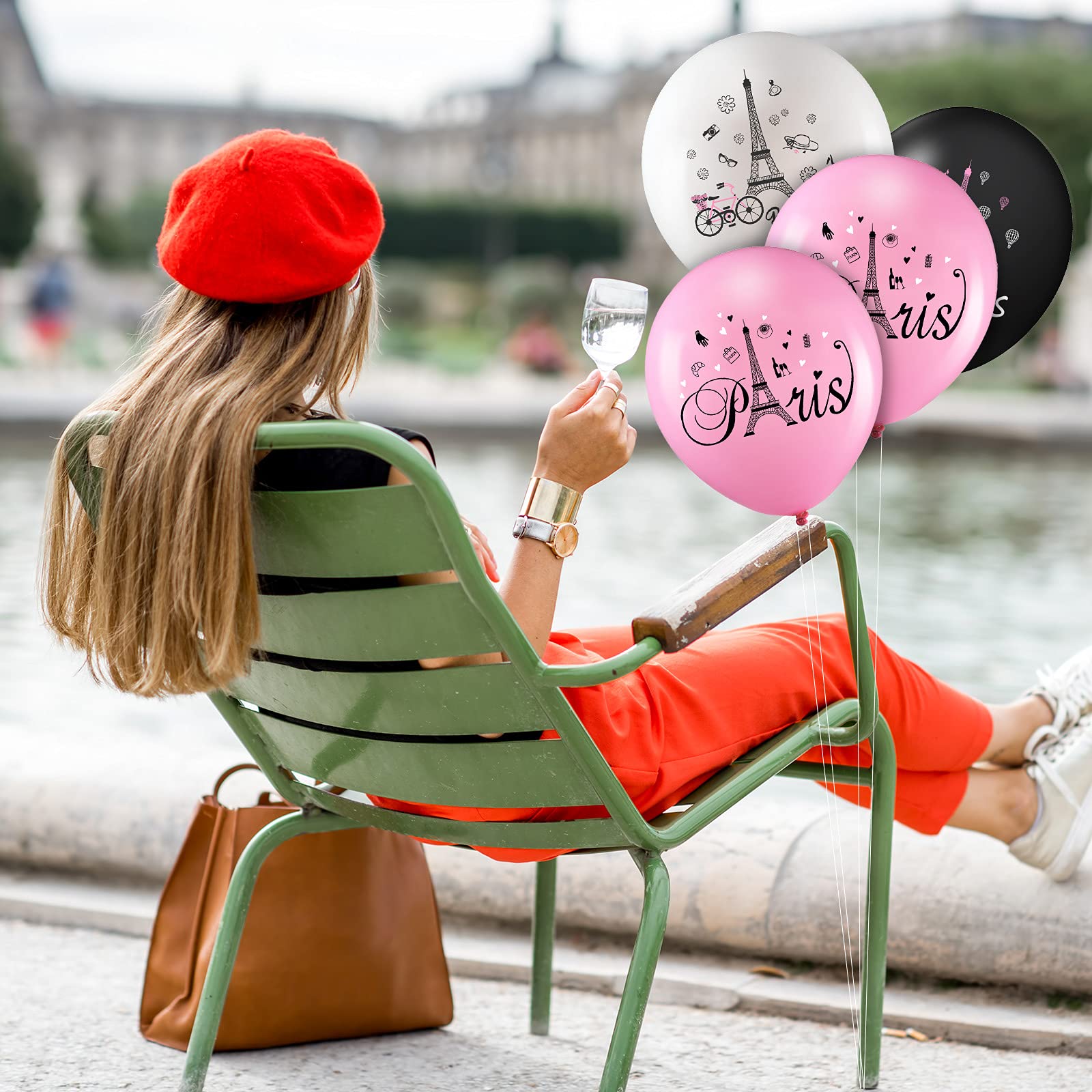 36 Pieces Paris Balloons Day in Paris Balloons Eiffel Tower Latex Balloons Paris Theme Valentine's Day Balloons for Paris Party Decoration, 12 Inches