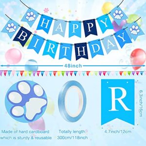 18 Pieces Dog Birthday Party Supplies, Pet Birthday Boy Bandana Dog Birthday Bandana Balloon Banner Pet Birthday Hat with 0-8 Figures Touch Ink Pad and Imprint Cards Dog Birthday Party Decorations