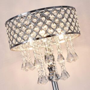 Hsyile KU300256 Mini European Crystal Floor Lamp for Living Room,Bedroom,Office,Chrome Finish,3 Lights