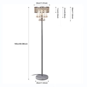 Hsyile KU300256 Mini European Crystal Floor Lamp for Living Room,Bedroom,Office,Chrome Finish,3 Lights