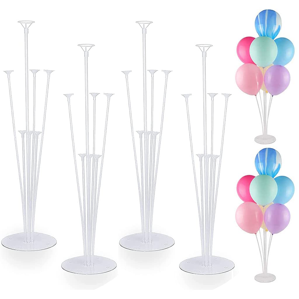 EBOCACB 4pcs Balloon Stand Kit Balloon Table Stand Kit balloon sticks with cups easy assembly Balloon Holder 2set Clear Balloon Stand Kit Including 11 sticks, 7 cups, 4 union joints and 1 base per