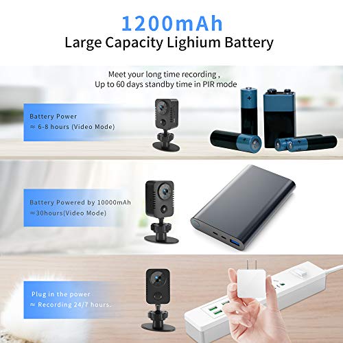 EDIACE HD 1080p Body Camera Mini Spy Camera Hidden with PIR Motion Detector and Night Vision Small Nanny Cams Portable Indoor Video Cameras Home Security Surveillance Cam 60 Days Standby-(No WiFi)