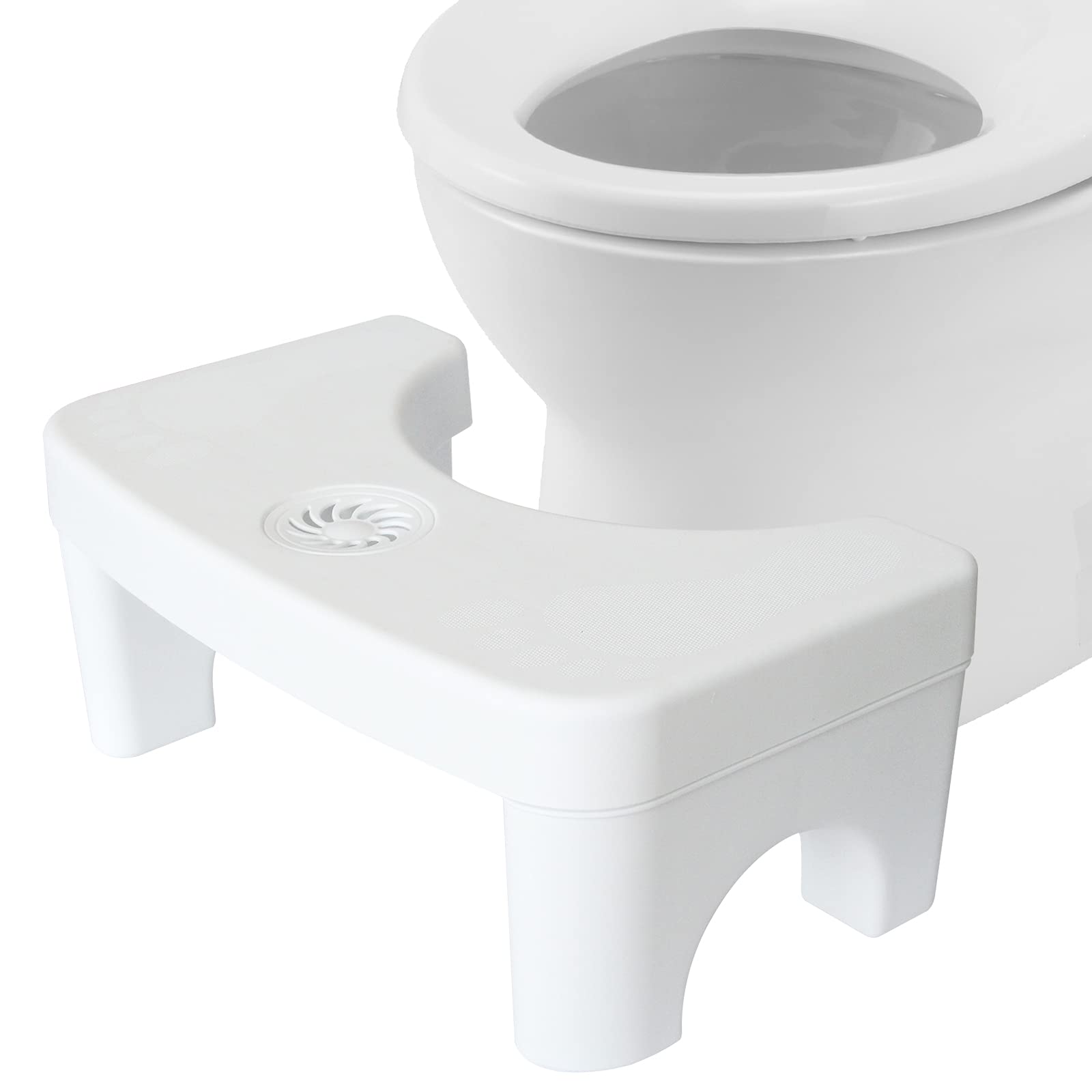 Ptanok Squatting Toilet Stool, 7” Height Bathroom Non-Slip Toilet Footstool with Aromatherapy Box,Convenient and Compact Great for Easy Storage,White