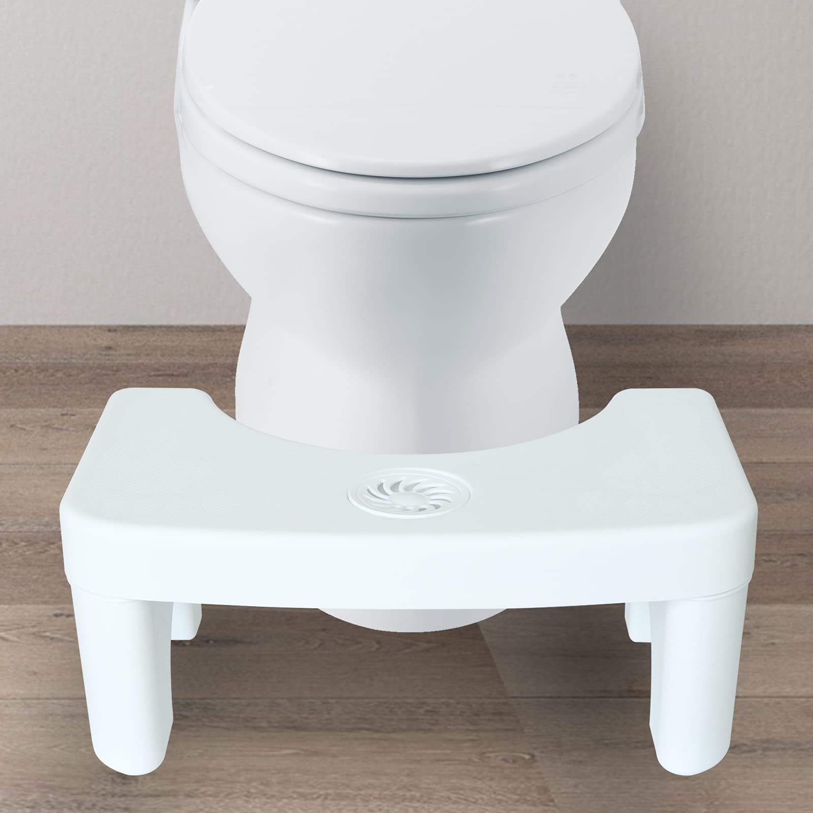 Ptanok Squatting Toilet Stool, 7” Height Bathroom Non-Slip Toilet Footstool with Aromatherapy Box,Convenient and Compact Great for Easy Storage,White