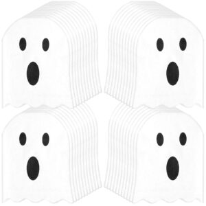100 pieces ghost napkins halloween napkins white ghost folded halloween napkins disposable 2 ply halloween cocktail napkins tableware decoration for home dinner holiday party supplies(basic)