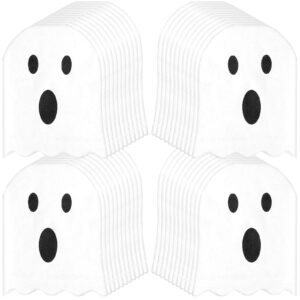 100 Pieces Ghost Napkins Halloween Napkins White Ghost Folded Halloween Napkins Disposable 2 Ply Halloween cocktail Napkins Tableware Decoration for Home Dinner Holiday Party Supplies(Basic)