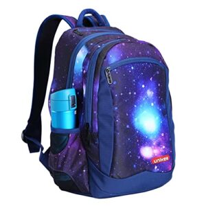 uniker galaxy school backpack,schoolbag for teens,bookbag for middle school,daypack preteen laptop backpack for 14 inch laptop (purple)