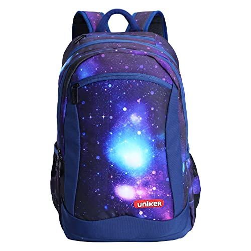 UNIKER Galaxy School Backpack,Schoolbag for Teens,Bookbag for Middle School,Daypack Preteen Laptop Backpack for 14 Inch Laptop (Purple)