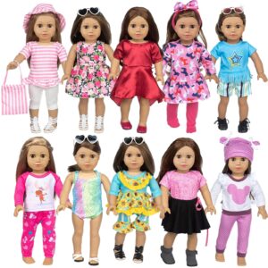 bddoll 23 pcs 18 inch girl doll clothes and accessories for 18 inch doll dress with our generation dolls including 10 complete sets of clothing outfits