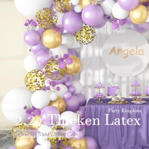 Pateeha Purple Balloon Garland Arch Kit 130 Pcs Pearl Purple Party Decorations White Lavender Gold Confetti Balloon Arch for Birthday Wedding Baby Shower Decorations