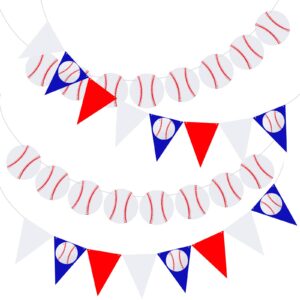 4 pieces baseball banner party decorations baseball paper garland for sports theme birthday baby shower supplies (baseball style)