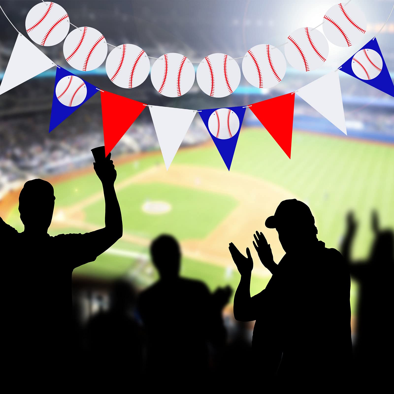 4 Pieces Baseball Banner Party Decorations Baseball Paper Garland for Sports Theme Birthday Baby Shower Supplies (Baseball Style)