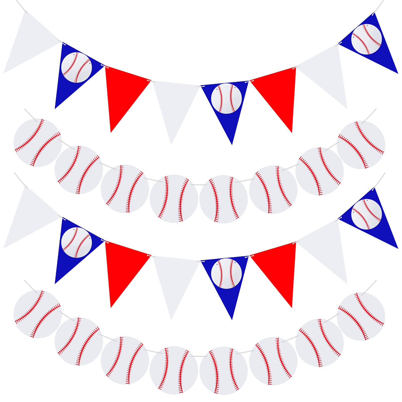 4 Pieces Baseball Banner Party Decorations Baseball Paper Garland for Sports Theme Birthday Baby Shower Supplies (Baseball Style)