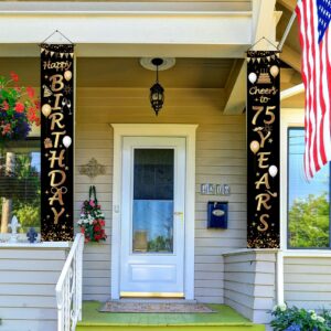 2 Pieces 75th Birthday Party Decorations Cheers to 75 Years Banner Porch Sign Door Hanging Banner 75th Party Decorations Welcome Porch Sign for 75 Years Birthday Supplies, 71 x 12 Inches