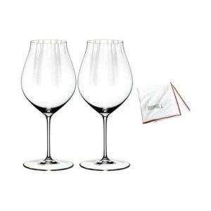 riedel performance pinot noir wine glass (2-pack) with large microfiber polishing cloth bundle (2 items)
