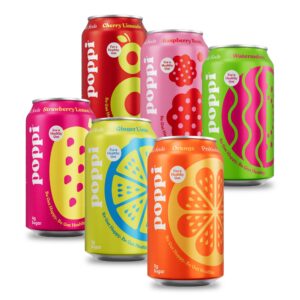 poppi sparkling prebiotic soda, beverages w/apple cider vinegar, seltzer water & fruit juice, fun favorites variety pack, 12oz (12 pack) (packaging may vary)