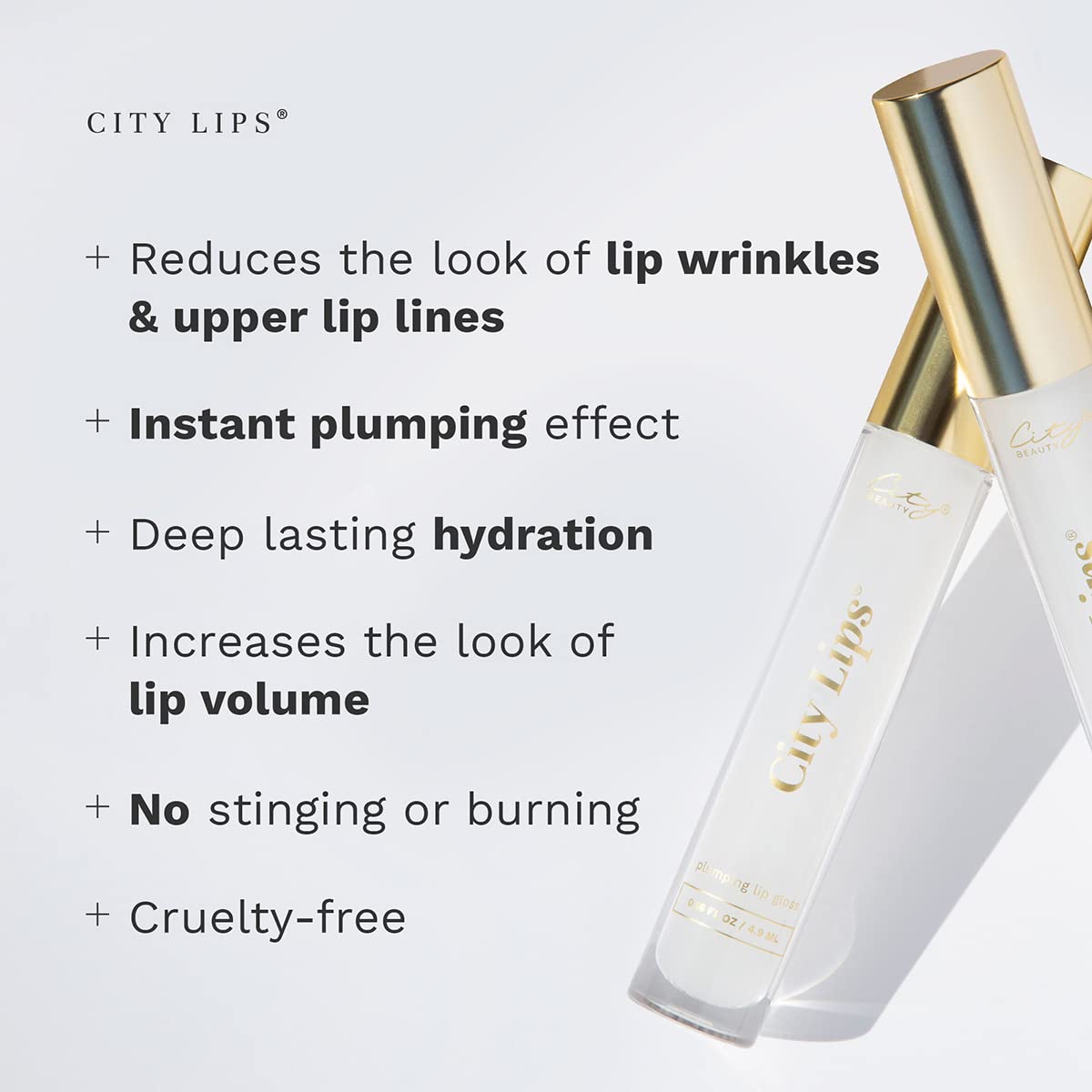 City Beauty City Lips Clear - Plumping Lip Gloss - Hydrate & Volumize - High Shine - Hyaluronic Acid & Peptides Visibly Smooth Lip Wrinkles - Cruelty-Free