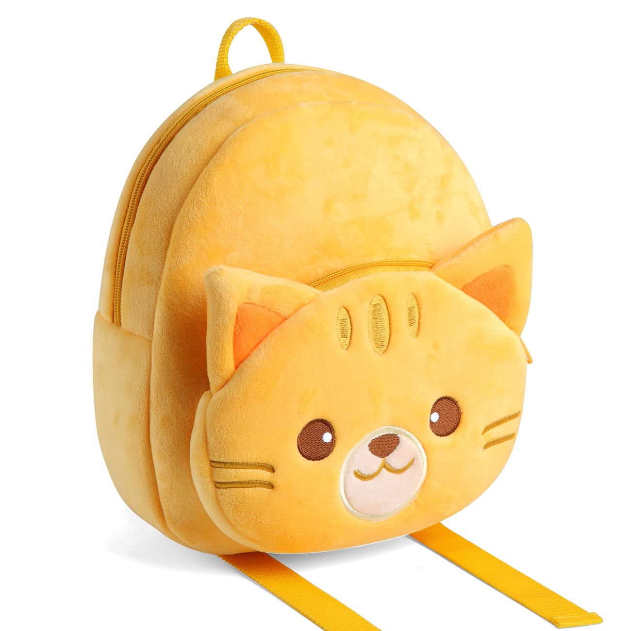 VASCHY Toddler Backpack, Baby Boys and Girls Cute Plush Animal Small Daycare Backpack for Baby Little Kids Yellow Cat