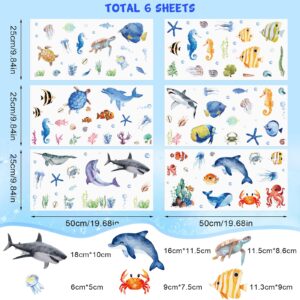 149 Pieces Ocean Animals Wall Decals Jellyfish Wall Stickers Removable Fish Under The Sea View Animals Peel and Sticks Wall Art Decor for Kids Baby Bedroom Living Room Nursery Classroom Decoration