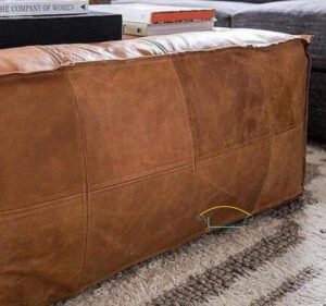 leatherooze unstuffed handmade leather rectangular pouf pouffe footstool reststool ottoman large seat floor footrest for livingroom, home decor,bedroom, gifts in brown color (45 * 45 * 18 inch)