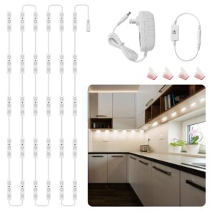 flexible jewelry showcase lights kit, 14ft adhesive led light for display case with power adapter, dimmable bright white under counter light, 90 leds for kitchen cabinets cupboard, 1800lm, 6000k