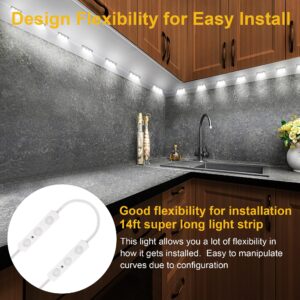 Flexible Jewelry Showcase Lights Kit, 14FT Adhesive Led Light for Display Case with Power Adapter, Dimmable Bright White Under Counter Light, 90 LEDs for Kitchen Cabinets Cupboard, 1800lm, 6000K