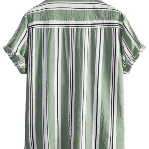 Floerns Men's Striped Shirts Casual Short Sleeve Button Down Shirts Mint Green M