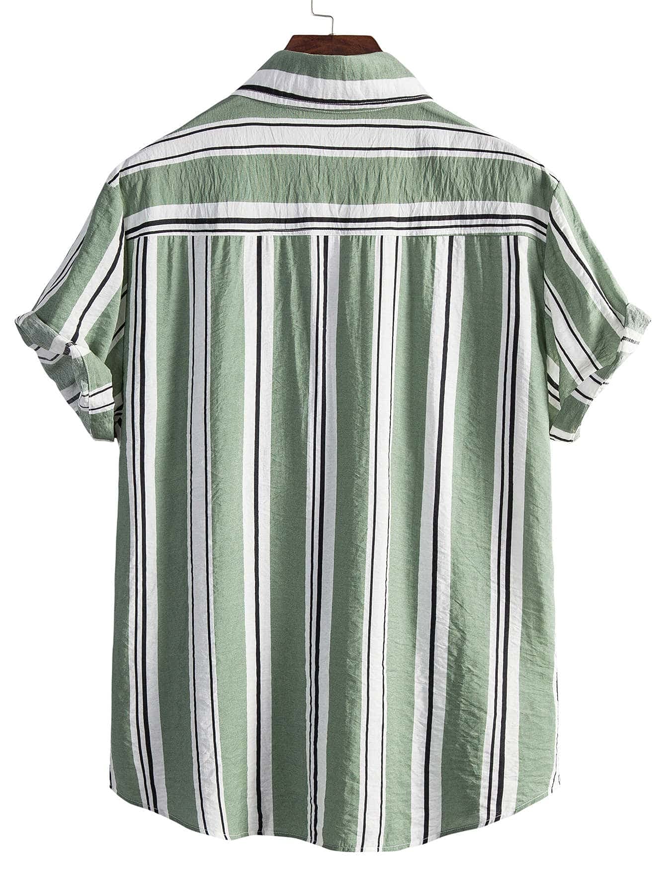 Floerns Men's Striped Shirts Casual Short Sleeve Button Down Shirts Mint Green M