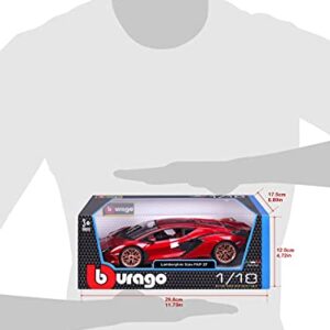 Bburago Lamborghini Sian FKP 37 Red with Copper Wheels 118 Diecast Model Car 11046 TY-18-11046R