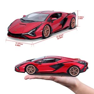 Bburago Lamborghini Sian FKP 37 Red with Copper Wheels 118 Diecast Model Car 11046 TY-18-11046R