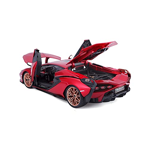 Bburago Lamborghini Sian FKP 37 Red with Copper Wheels 118 Diecast Model Car 11046 TY-18-11046R