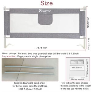 SINGYOO Bed Rails for Toddlers- New Upgraded Extra Long Bed Guardrail Full Size Baby Bedrail for Children Fit for Twin Queen & King Size Bed Mattress one Piece (Grey, 79"(L) x 30"(H))