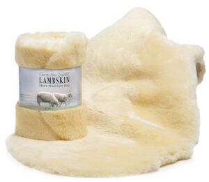 desert breeze distributing genuine new zealand baby sheepskin, 100% natural, soft shorn wool, soothing comfort all seasons (size l)