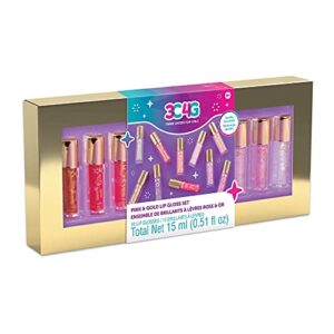 3c4g three cheers for girls - pink and gold lip gloss set 10 pack - kids lip gloss for girls & teens - vanilla flavored hydrating lip gloss set - colors include pink, purple, nude & more! - ages 8+