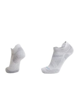 le bent ultra light micro tab run merino wool sock for trail running, road running, and hiking - white - small