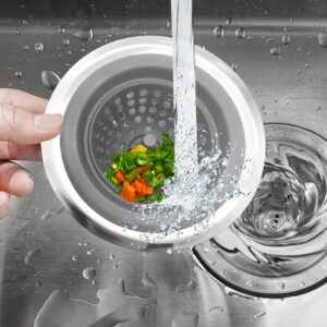Kitchen Set of 2 Sink Strainers, Flexible Silicone Good Grip Kitchen Sink Drainers, Traps Food Debris and Prevents Clogs, Large Wide 4.5’ Diameter Rim Gray