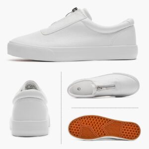 Adokoo Women's PU Leather White Shoes Slip on Sneakers Casual Walking Shoes Fashion Sneakers Slip on Tennis Shoes Zipper(S.White, US6)