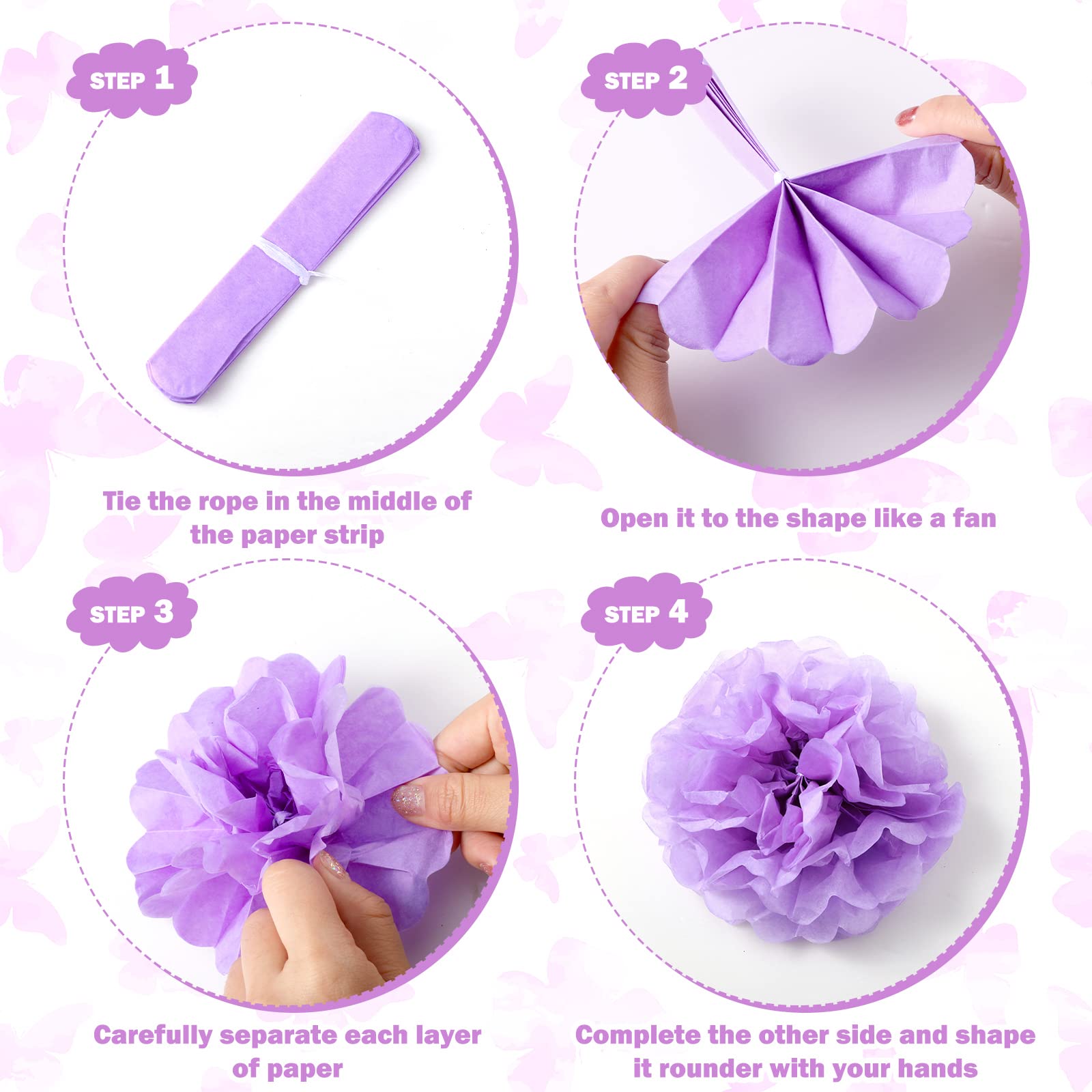 Sumind Butterfly Birthday Party Decoration for Girls Purple Butterfly Party Supply Include Happy Birthday Banner Butterfly Cake Topper Butterfly Hanging Swirl Foil Latex Balloon Paper Pom Pom