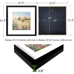 EZOOZE 20x20 Frame, Black Wood 20x20 Picture Frame With Mat 16x16, Wall Hanging Elegant Simplicity Poster Frame, 2-Pack