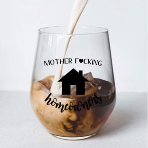 Perfectinsoy Housewarming Wine Glass with Gift Box, Unique House Gifts For New Home Owner, Funny First Time Home Owner Gift Ideas, Funny Novelty Wine Glassware Gift for Women, Party, Event