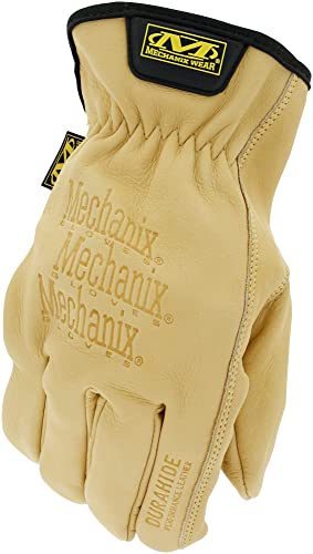 Mechanix Wear: Cow Leather Driver Glove with Durahide Water Resistant Technology, Quick Fitting Safety Work Gloves (Tan, X-Large)