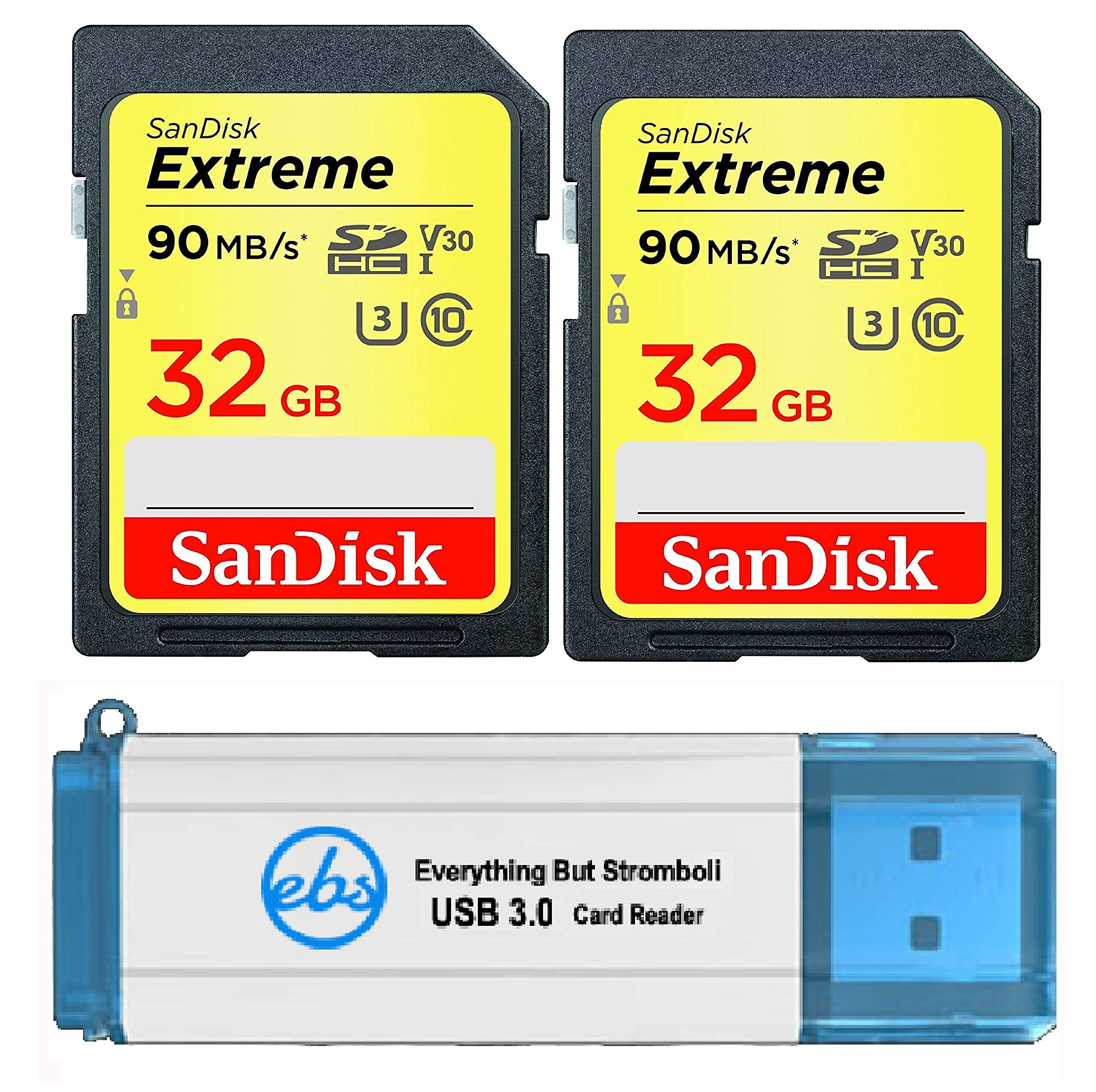 SanDisk Extreme 32 GB SD Card (2 Pack) Speed Class 10 UHS-1 U3 C10 4K 32G SDHC Memory Cards for Compatible Digital Camera, Computer, Trail Cameras