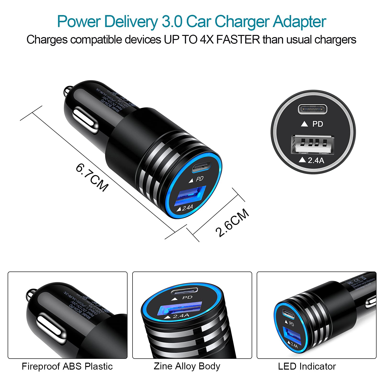 Car Charger Fast Charge 30W USB C Car Adapter,Type C to C Cable for Google Pixel 8 7a 7 6a 6 Pro 5 4a 3a 4 3 2 XL,Samsung Galaxy S24 S23 S22 S21 Ultra S20 S10e S9 A12 A52 A72 A32,Moto G Power Stylus