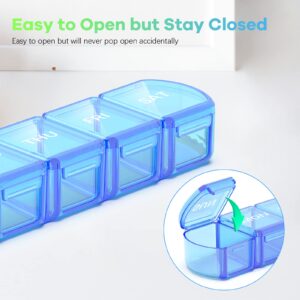 Extra Large Pill Organizer 2 Pack, XL Pill Box 7 Day, Weekly Pill Case with Large Capacity, Jumbo Organizer, BPA Free (Blue+Green)