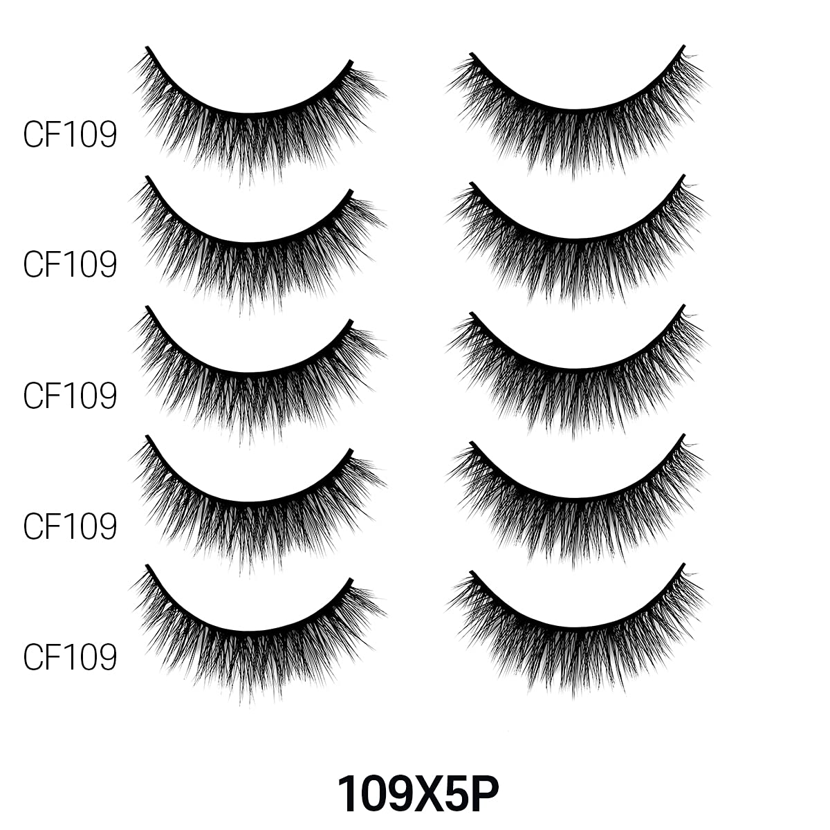 Laflare 3D Cashmere False Eyelashes Multipack, Ultra Soft, Glam, Luxurious, Cruelty-Free, Reusable, Fake Eyelashes 5 Pairs Value Pack (109X5P)