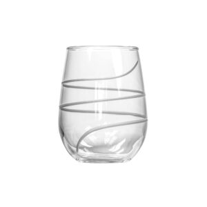 Rolf Glass Twist Stemless Wine Tumbler 17 ounce | Proudly Made in the USA | Stemless Wine Glasses | Lead-Free Glass | Etched Tumbler Glasses (Set of 4)